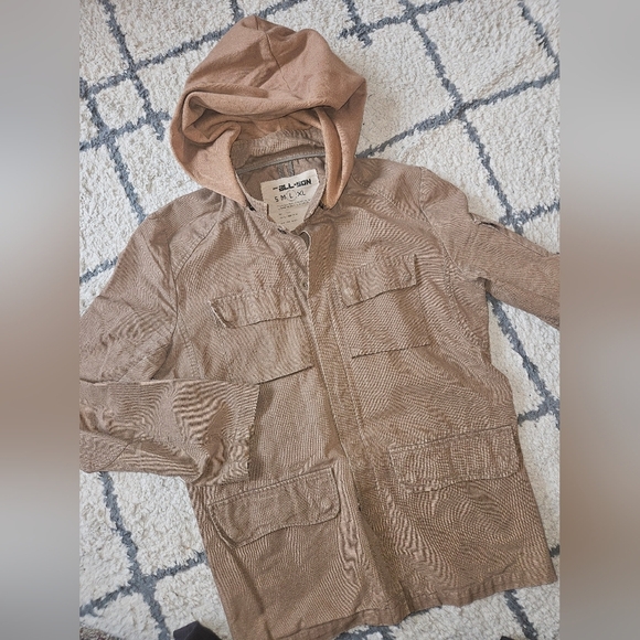All-son Brand Military Style Button/snap Utilty Hooded Jacket Large - Picture 1 of 7